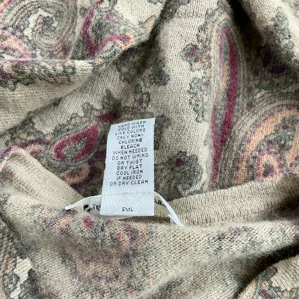 Susan Bristol Sweater Cardigan Lambswool Angora Paisley (L) - Picture 6 of 7